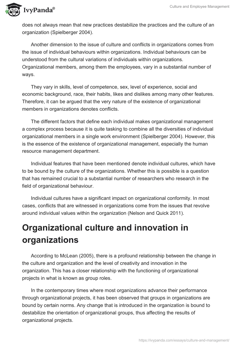 Culture and Employee Management. Page 4