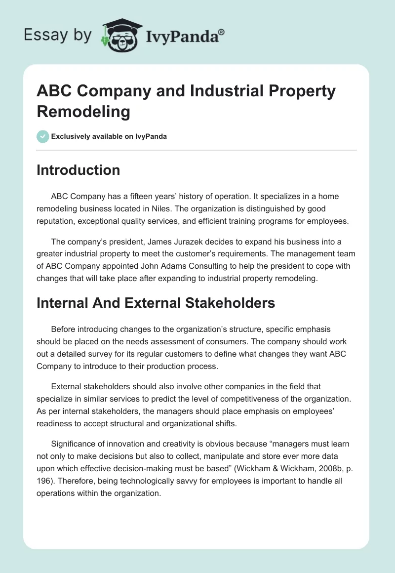 ABC Company and Industrial Property Remodeling. Page 1