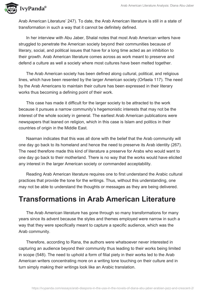 Arab American Literature Analysis: Diana Abu-Jaber. Page 3