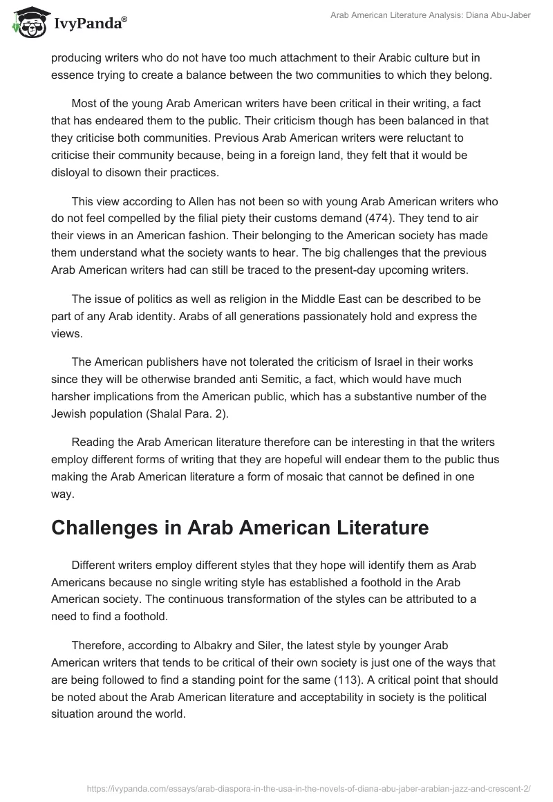 Arab American Literature Analysis: Diana Abu-Jaber. Page 5