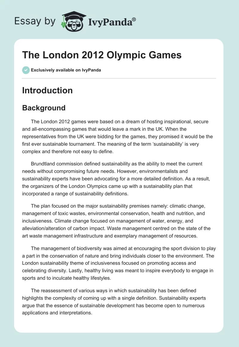 The London 2012 Olympic Games. Page 1