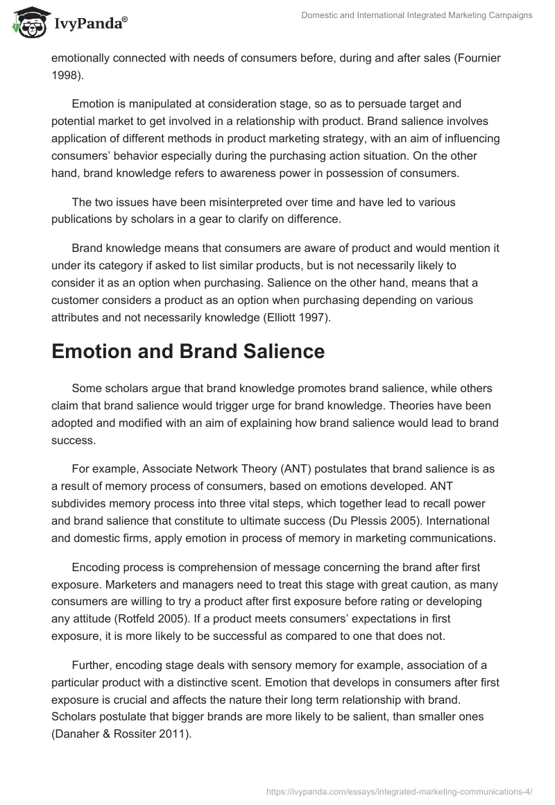 Domestic and International Integrated Marketing Campaigns. Page 5