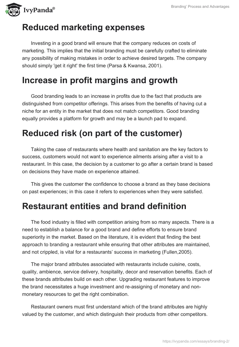 Branding’ Process and Advantages. Page 2