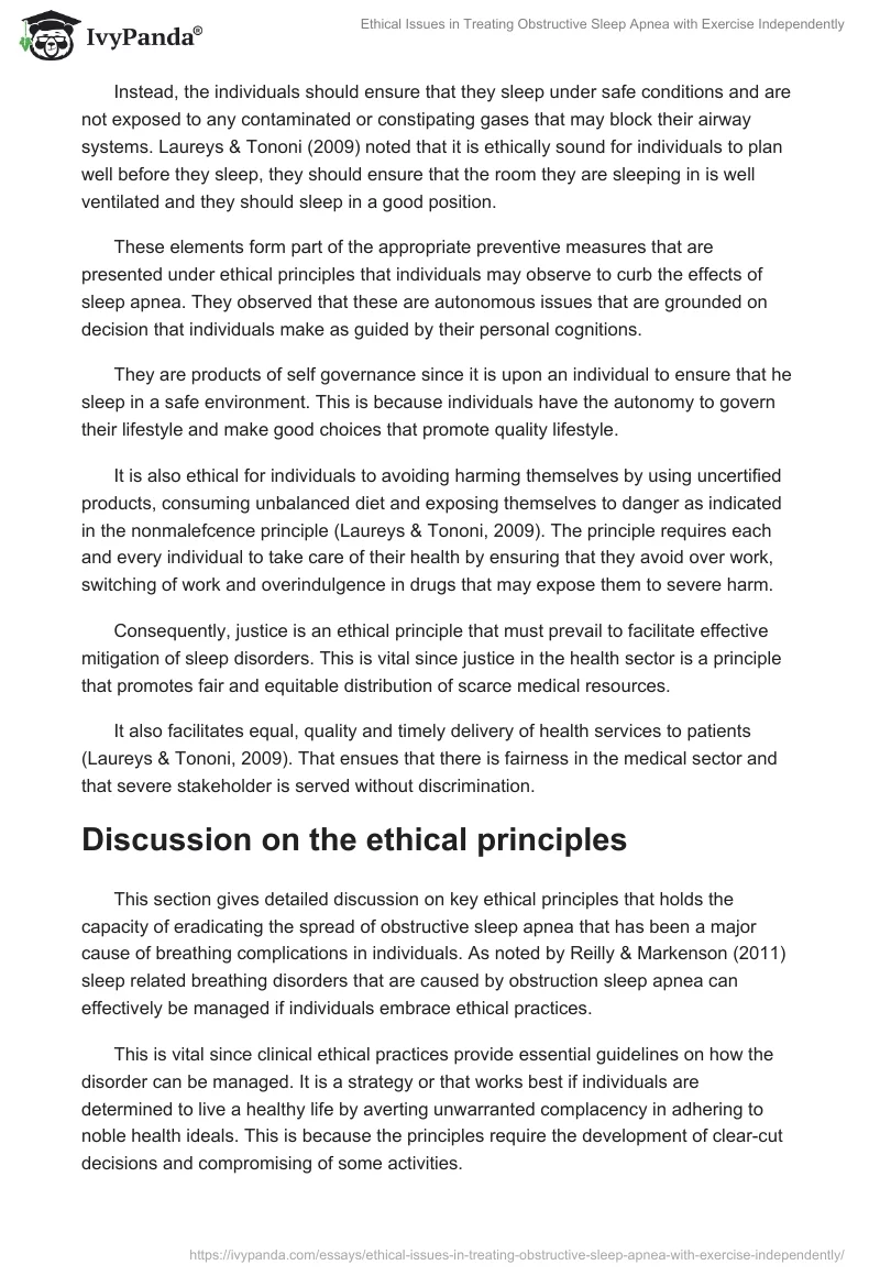Ethical Issues in Treating Obstructive Sleep Apnea with Exercise Independently. Page 5