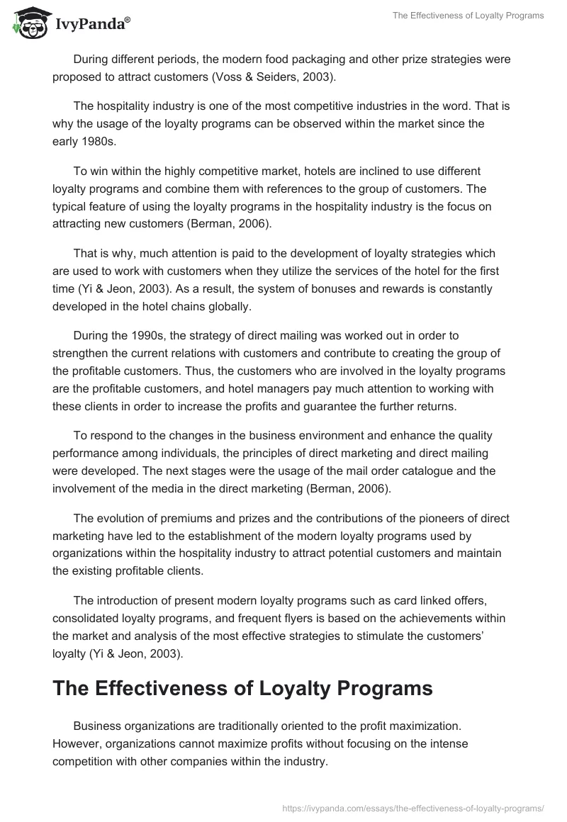 The Effectiveness of Loyalty Programs. Page 2