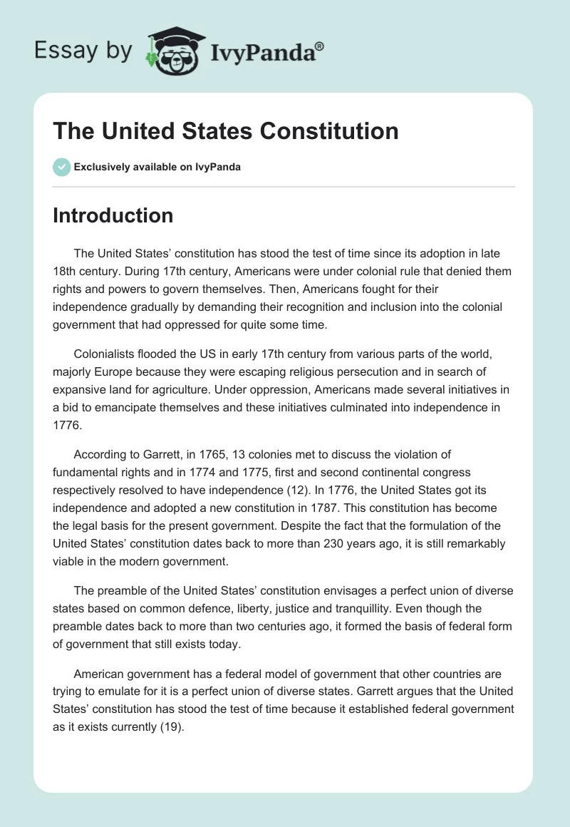 The United States Constitution. Page 1