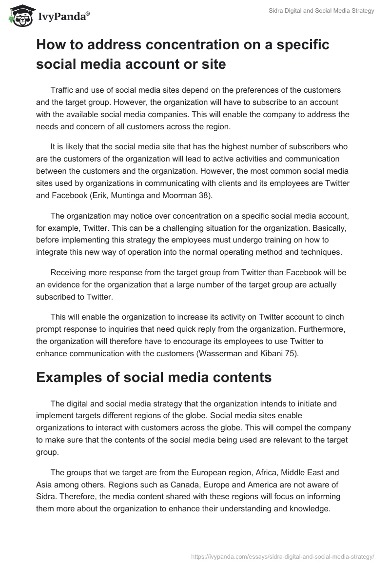 Sidra Digital and Social Media Strategy. Page 4