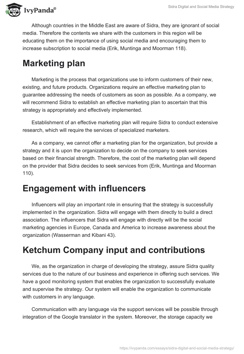 Sidra Digital and Social Media Strategy. Page 5