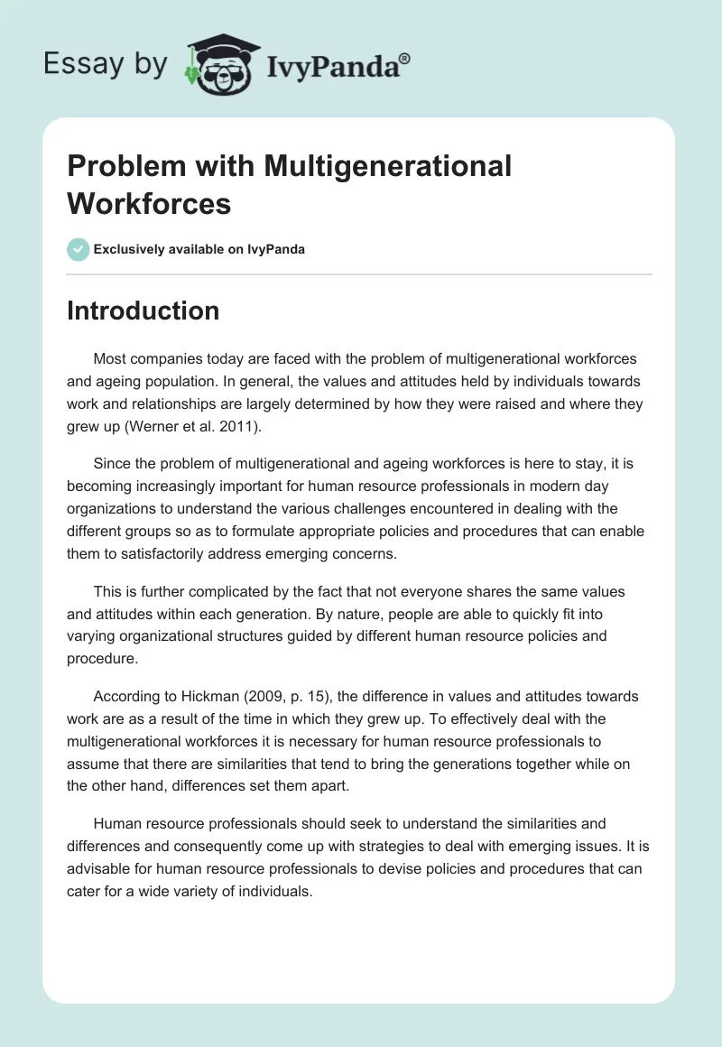 Problem with Multigenerational Workforces. Page 1