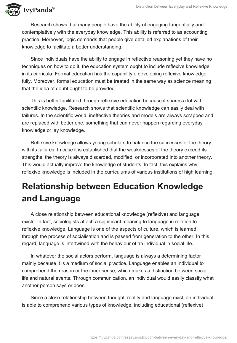 Distinction between Everyday and Reflexive Knowledge. Page 4