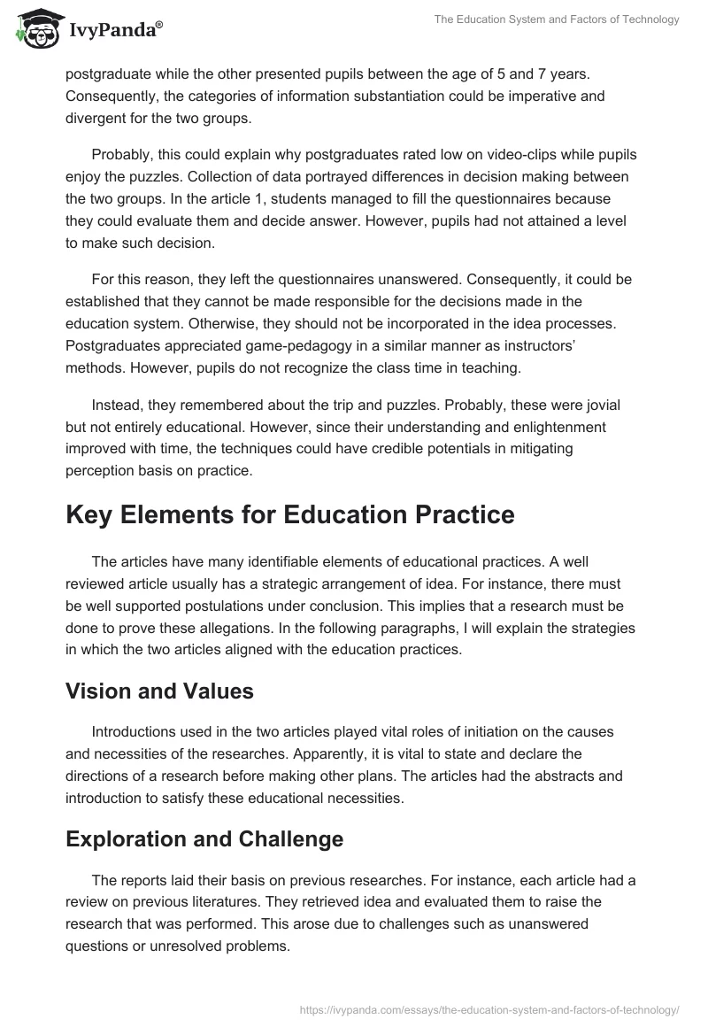 The Education System and Factors of Technology. Page 5