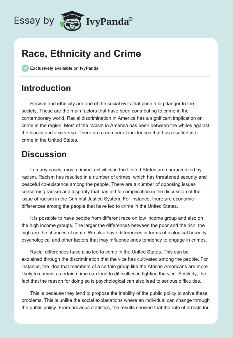 race and crime research paper
