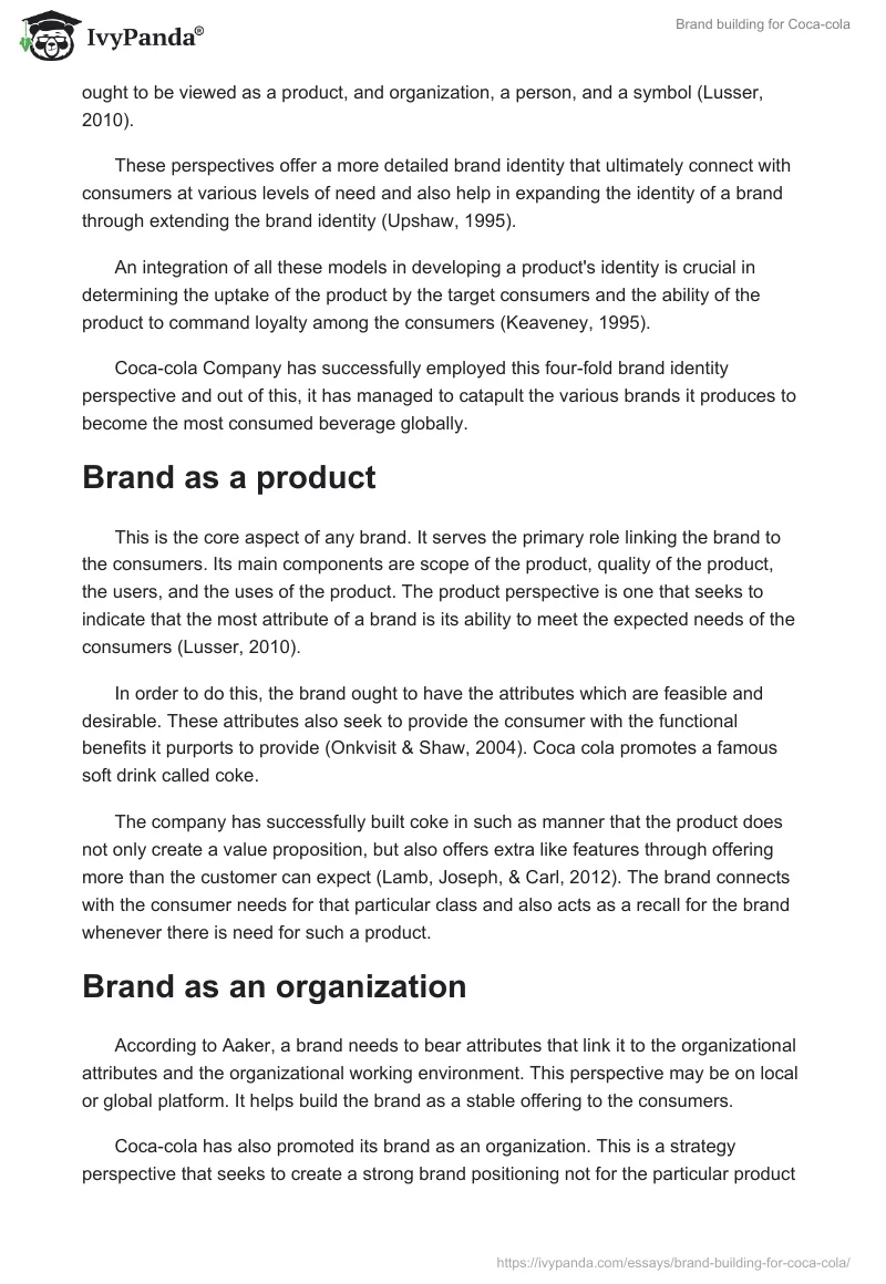 Brand Building for Coca-Cola. Page 2