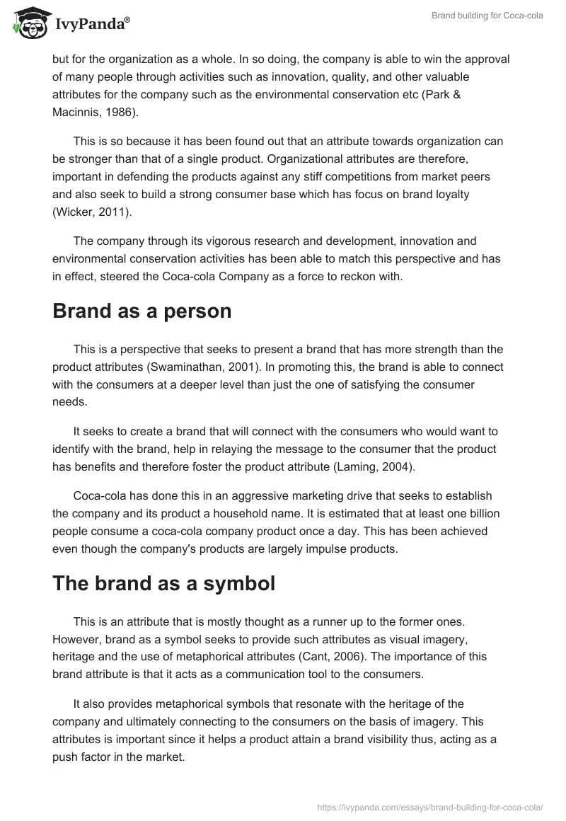 Brand Building for Coca-Cola. Page 3