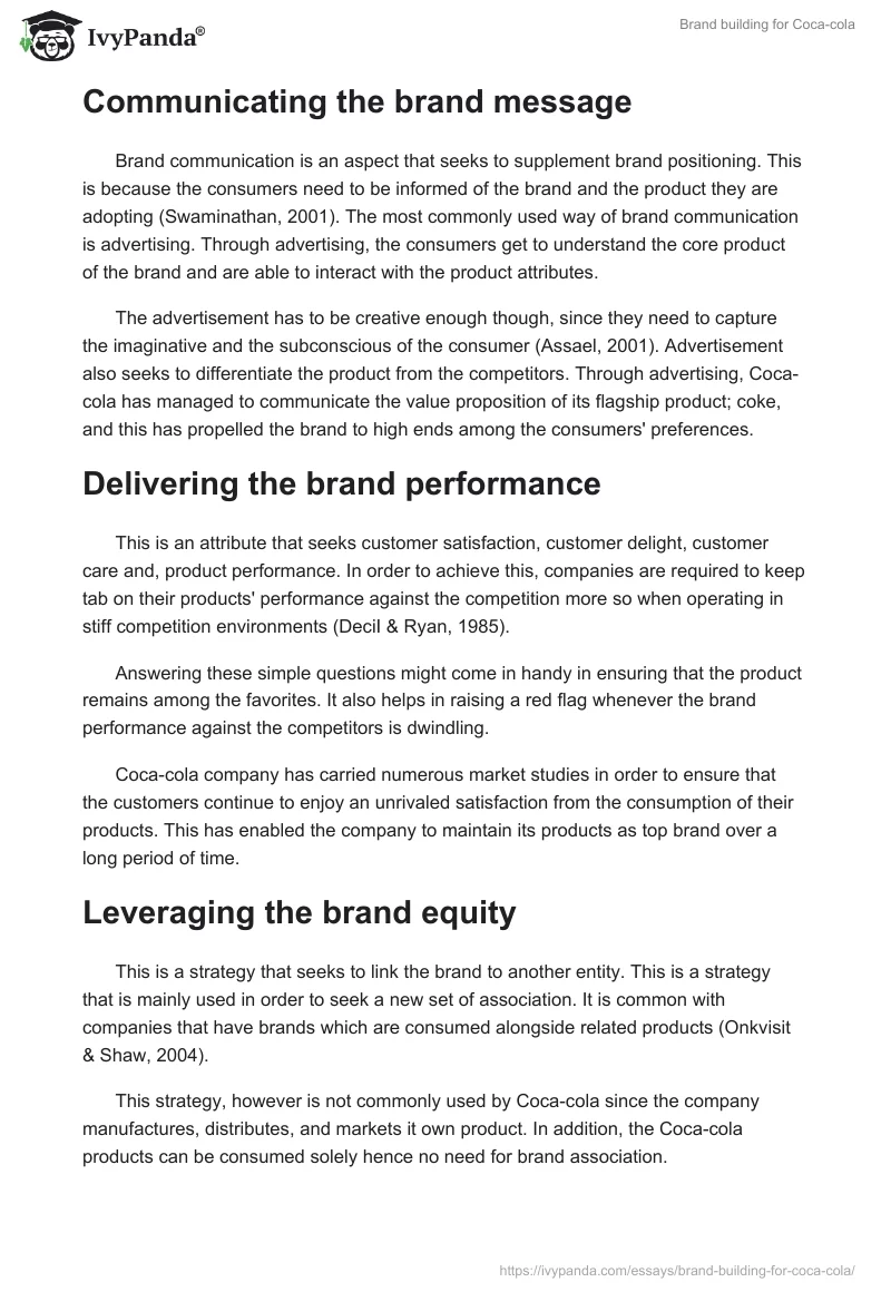 Brand Building for Coca-Cola. Page 5