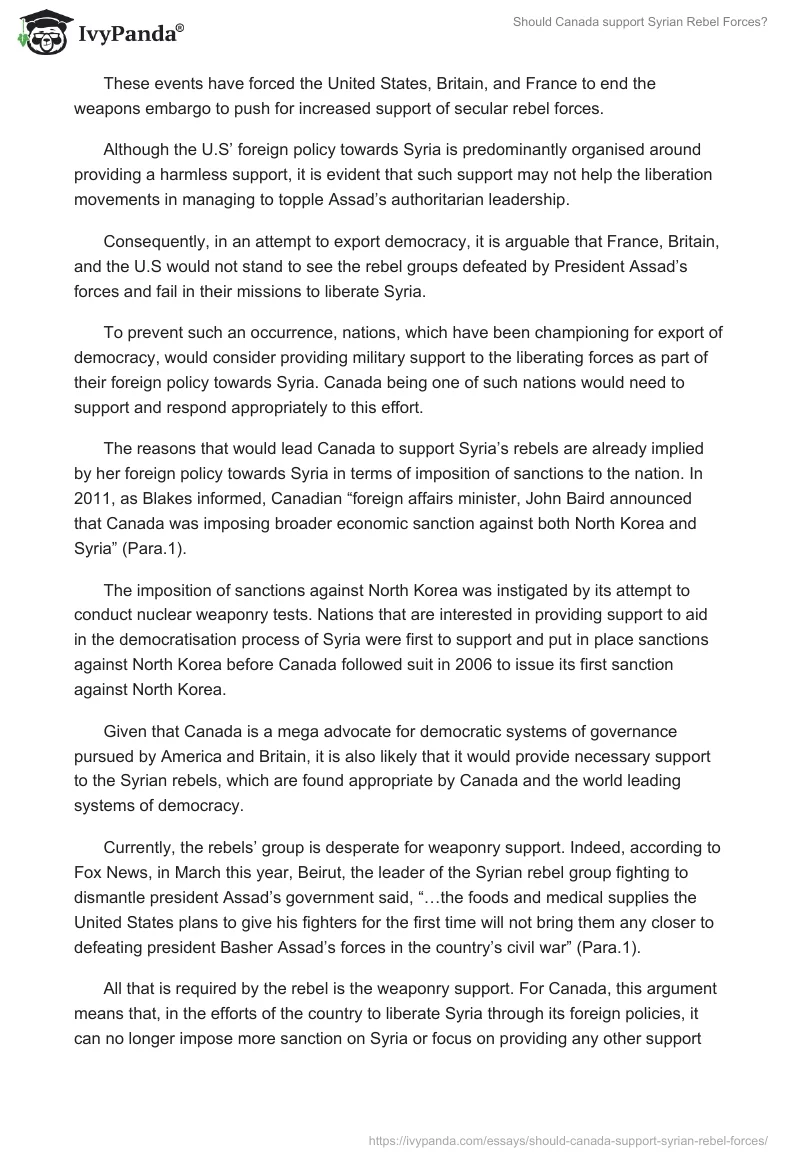 Should Canada support Syrian Rebel Forces?. Page 2