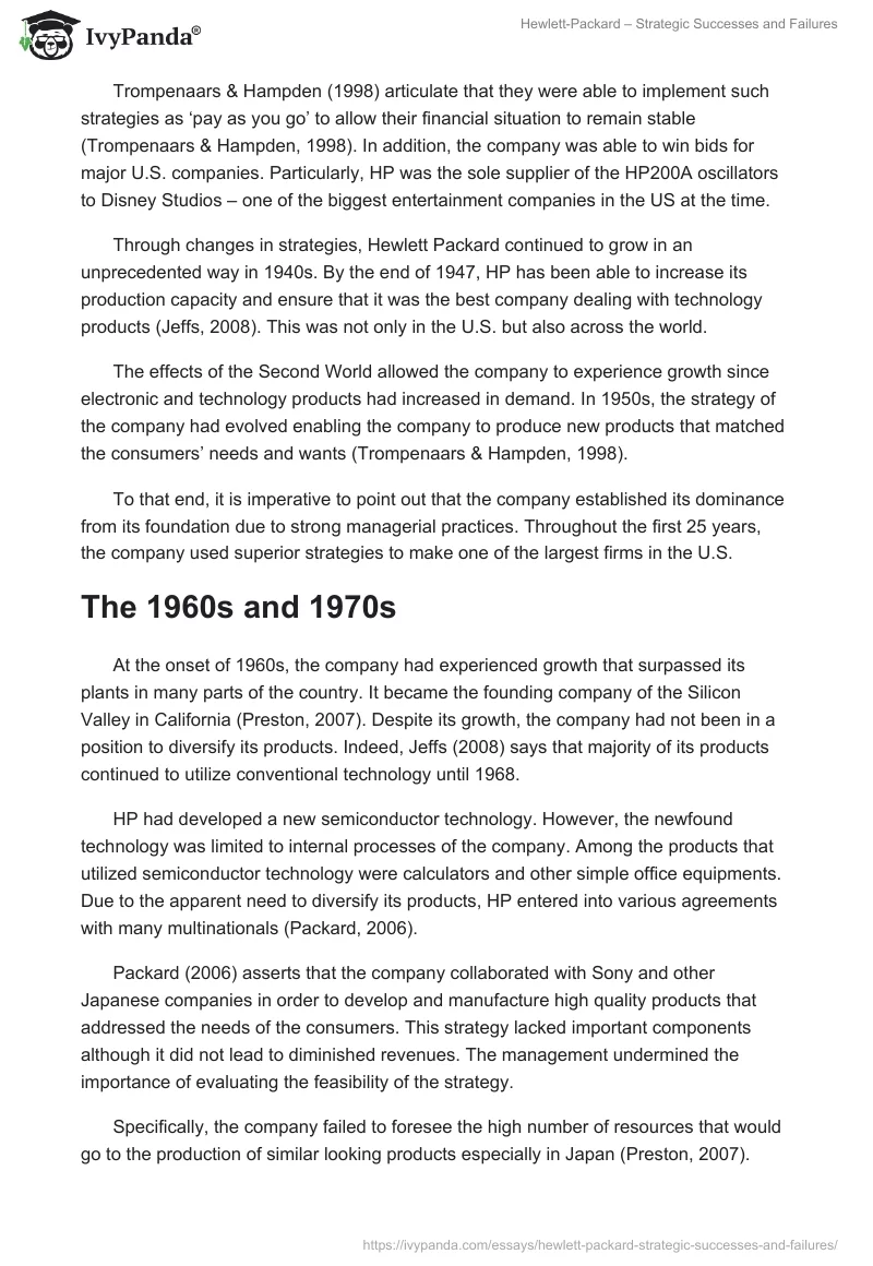 Hewlett-Packard – Strategic Successes and Failures. Page 3