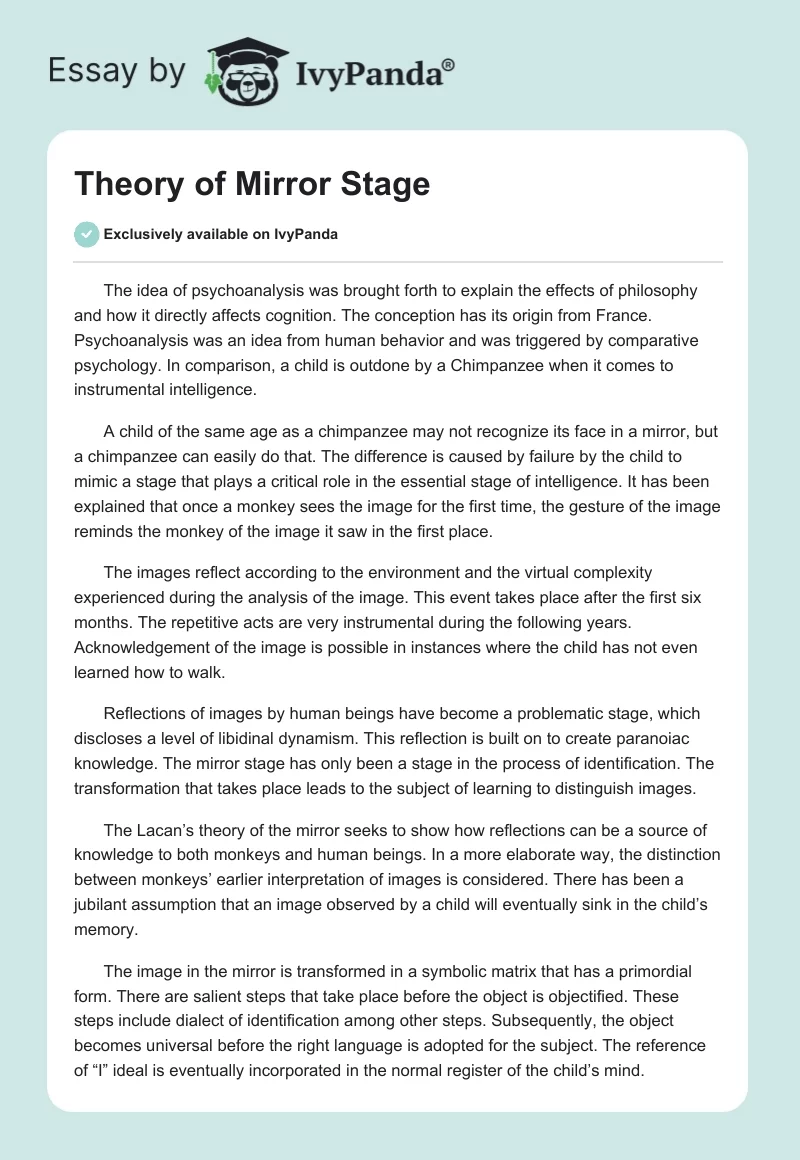 Theory of Mirror Stage. Page 1