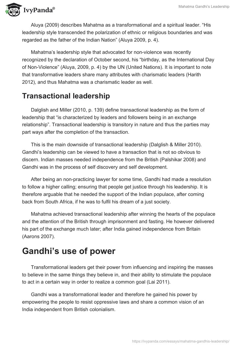 Mahatma Gandhi’s Leadership. Page 4
