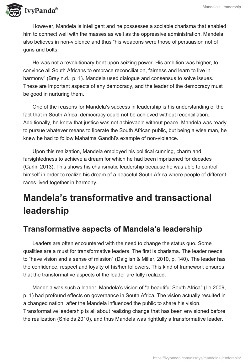 Mandela’s Leadership. Page 3