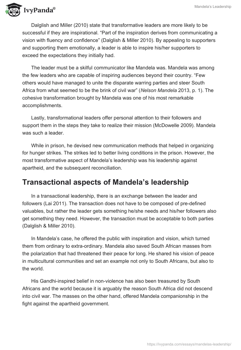 Mandela’s Leadership. Page 4