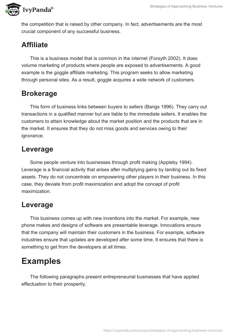 Strategies of Approaching Business Ventures. Page 4