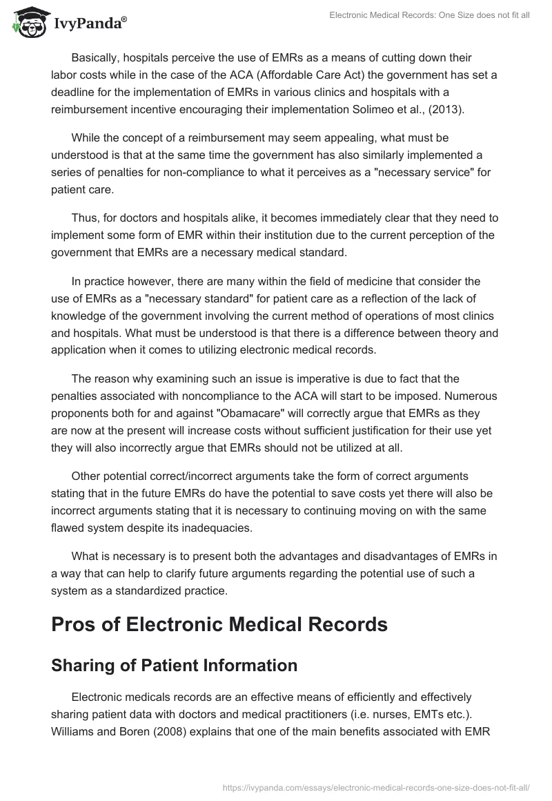 Electronic Medical Records: One Size Does Not Fit All. Page 3