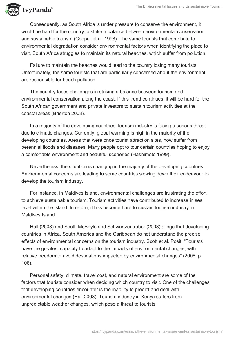 The Environmental Issues and Unsustainable Tourism. Page 4