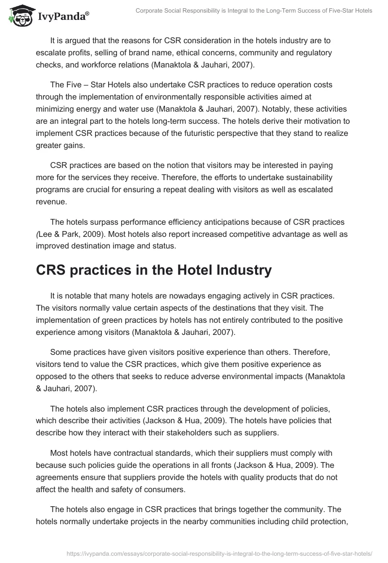 Corporate Social Responsibility is Integral to the Long-Term Success of Five-Star Hotels. Page 3
