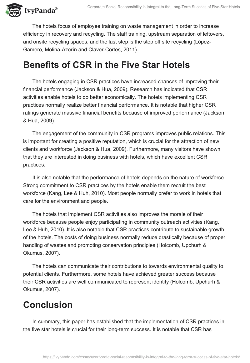 Corporate Social Responsibility is Integral to the Long-Term Success of Five-Star Hotels. Page 5