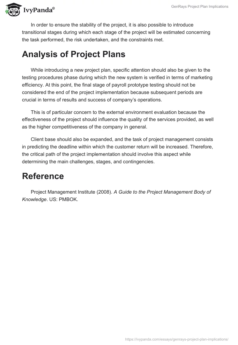 GenRays Project Plan Implications. Page 4