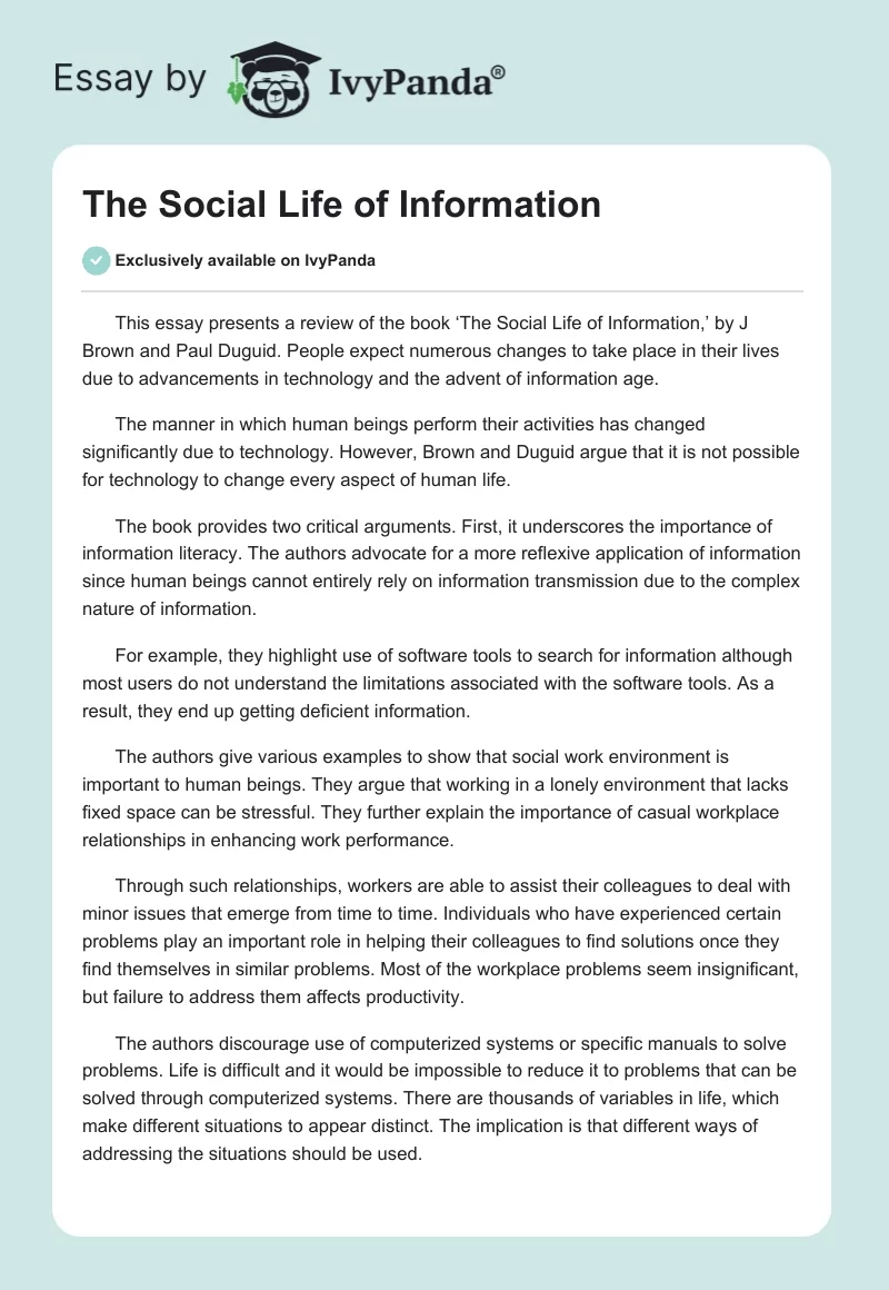 The Social Life of Information. Page 1