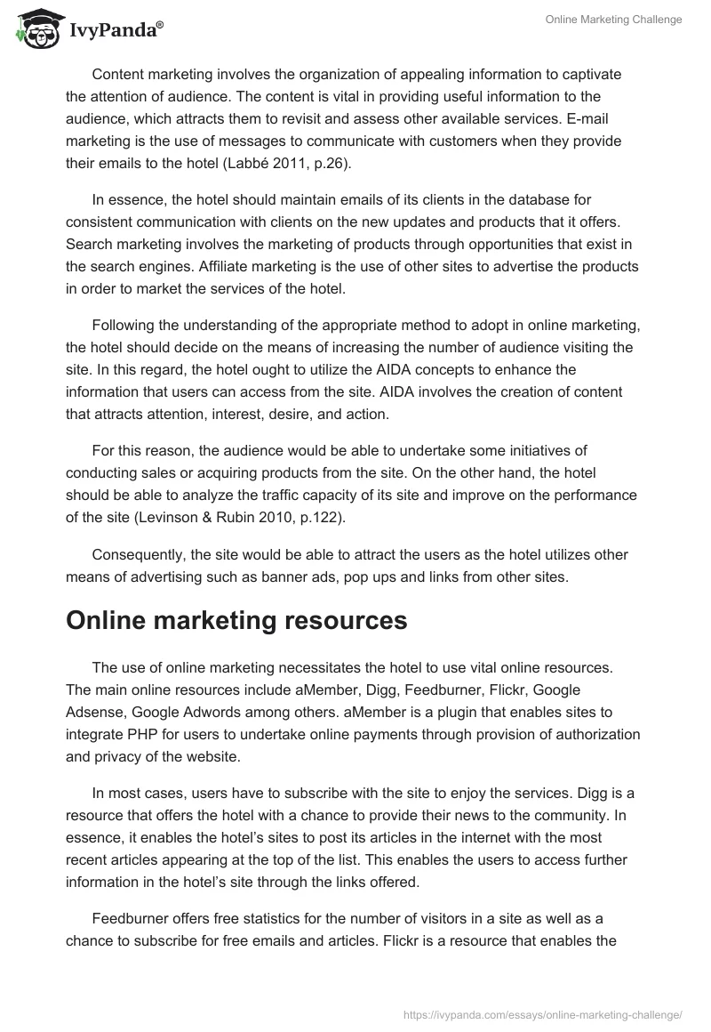 Online Marketing Challenge. Page 3