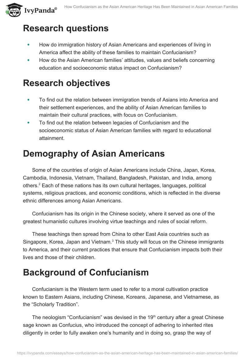 How Confucianism as the Asian American Heritage Has Been Maintained in Asian American Families. Page 2