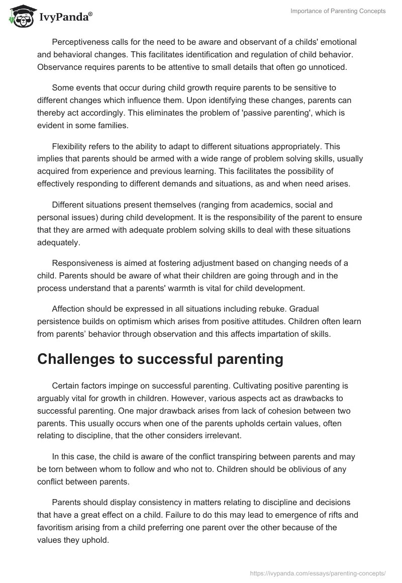Importance of Parenting Concepts. Page 2
