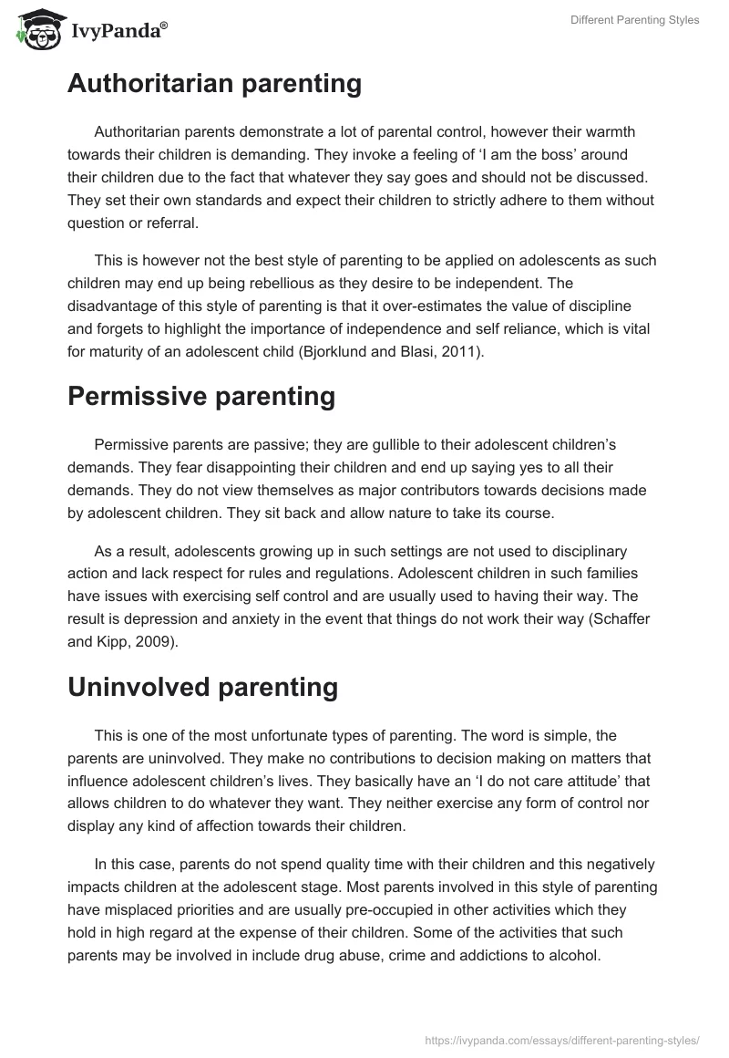 Different Parenting Styles. Page 3