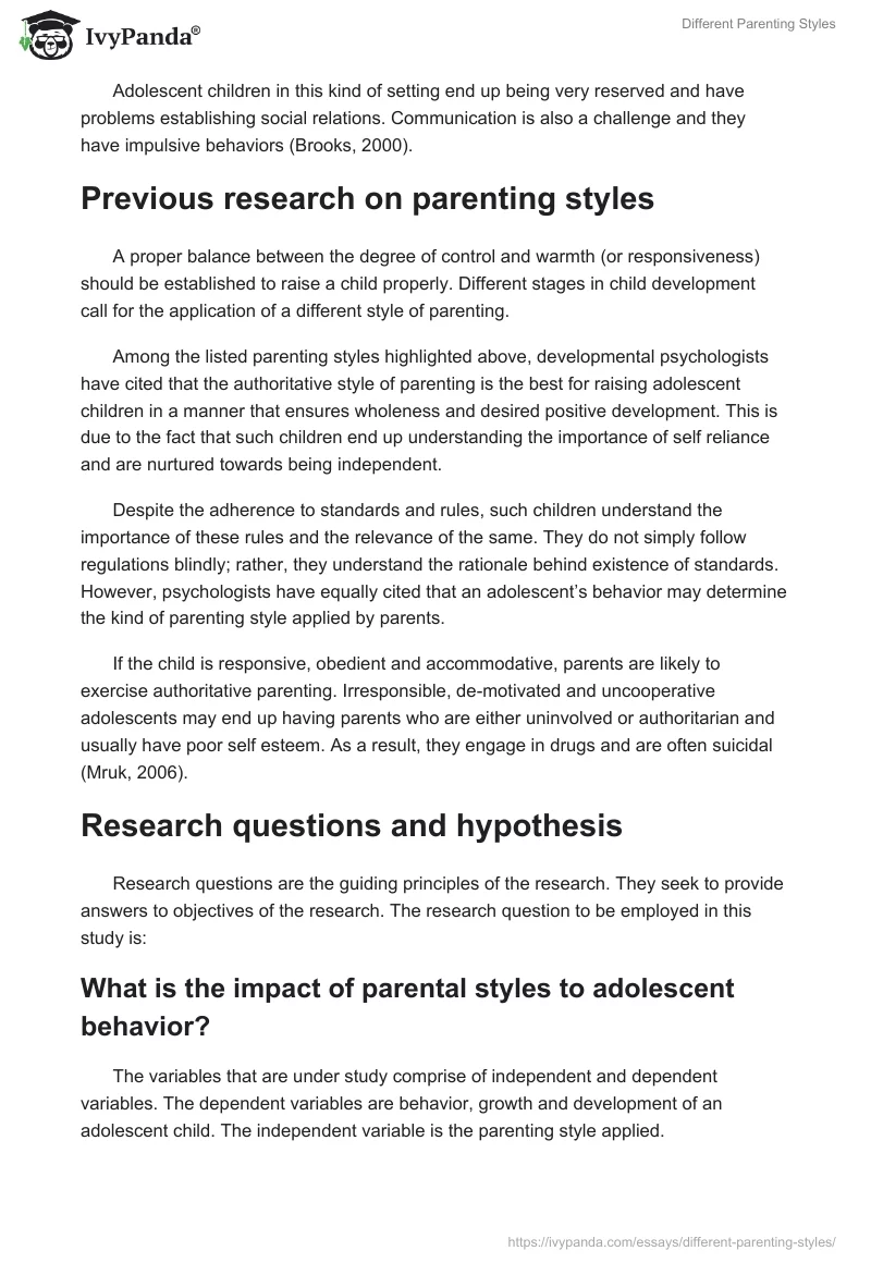 parenting styles research paper pdf