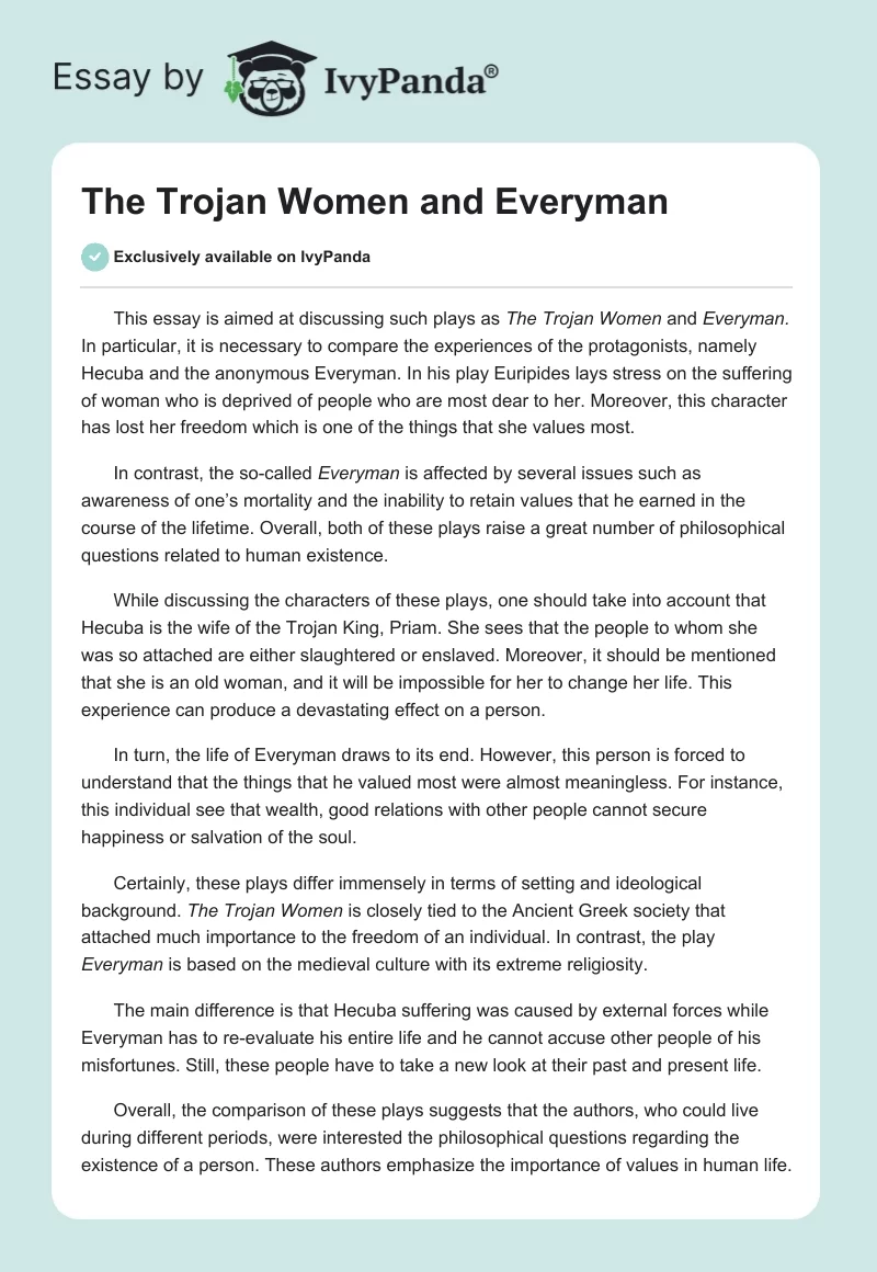 The Trojan Women and Everyman. Page 1