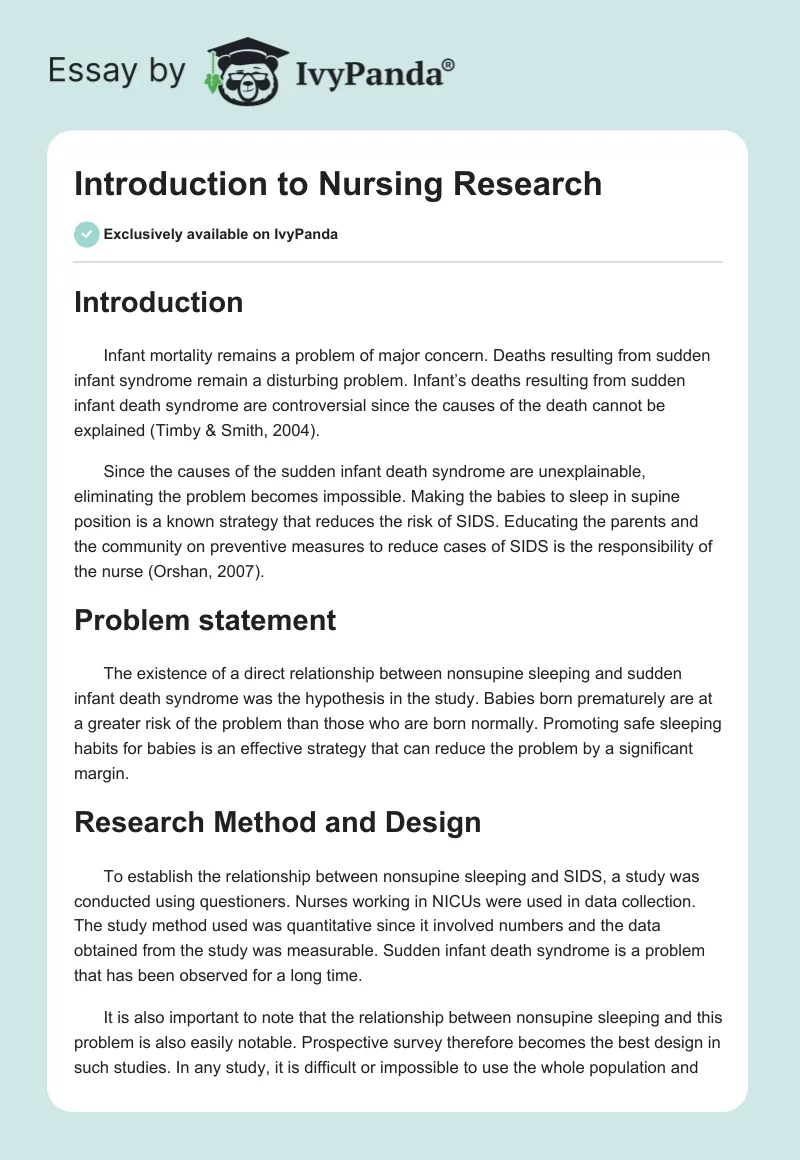Introduction to Nursing Research. Page 1