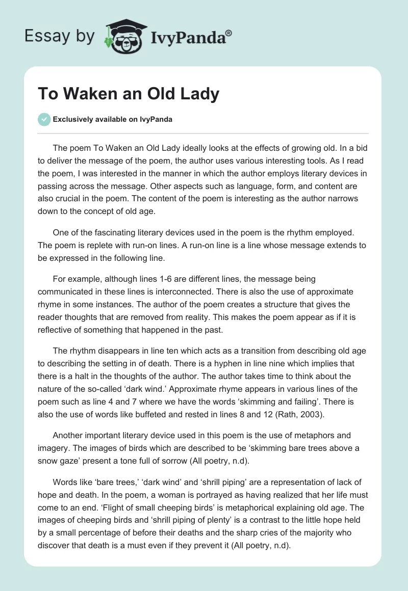 To Waken an Old Lady. Page 1