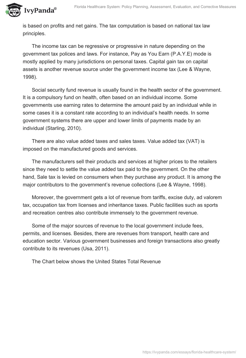 Florida Healthcare System: Policy Planning, Assessment, Evaluation, and Corrective Measures. Page 3