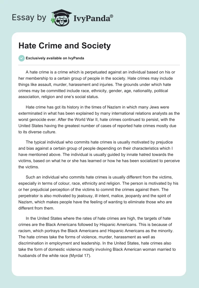 Hate Crime and Society. Page 1