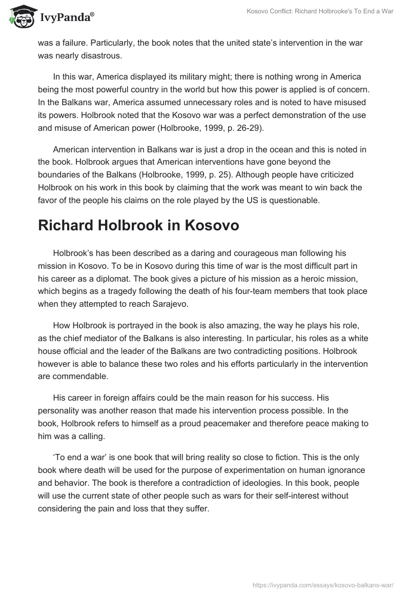 Kosovo Conflict: Richard Holbrooke's "To End a War". Page 3