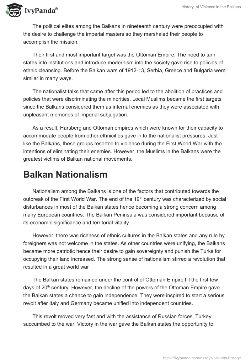 History  of Violence in the Balkans. Page 3