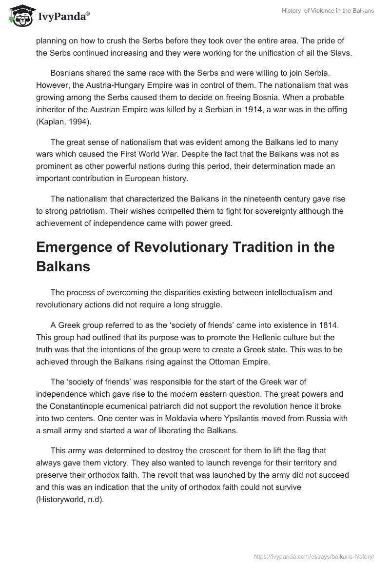 History  of Violence in the Balkans. Page 5