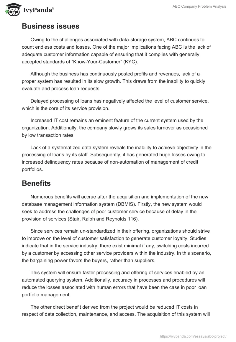 ABC Company Problem Analysis. Page 2