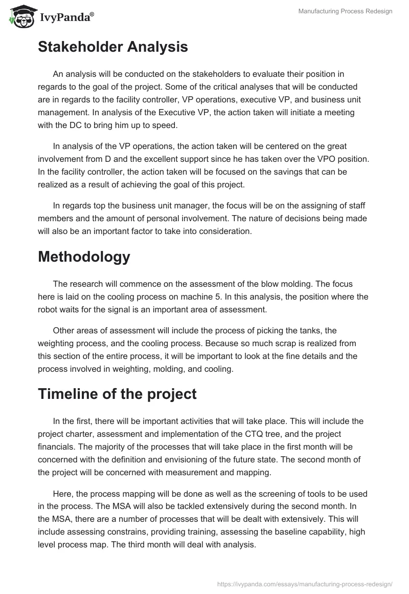 Manufacturing Process Redesign. Page 2
