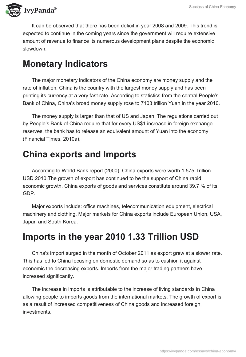 Success of the Chinese Economy. Page 5