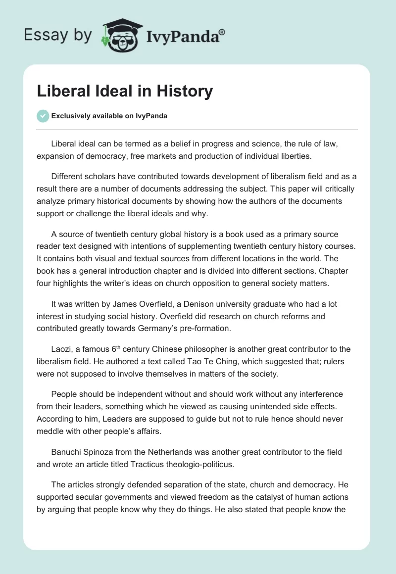 Liberal Ideal in History. Page 1