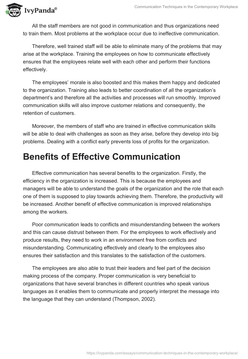 Communication Techniques in the Contemporary Workplace. Page 4